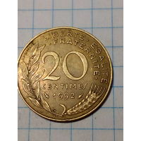 20 сантимов Франция 1992 год