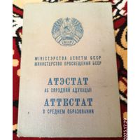 Аттестат о среднем образовании,1976 г.