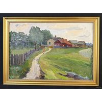 Савицкий В.Н "Переселка", 1952г. Картон, масло. Размер с рамой 40х55,5 см.