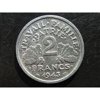 Франция.2 франка.1943. С 20 копеек. Распродажа коллекции. Смотрите другие лоты.