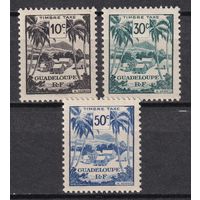 113.FrK. Франция. Колонии. Гваделупа. Доплатные марки. Ландшафты. 1947 г. Mi.##41-43. (* - описание).