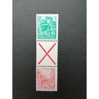 ГДР 1960 Сцепка вертикальная из марок стандарта "Пятилетка" (чистая**) Mi.WZ10 704А+Z+580А каталог 20.00 евро