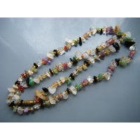 Бусы из СССР УРАЛЬСКИЕ САМОЦВЕТЫ. Натуральный камень 55см.