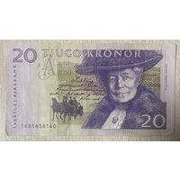 Банкнота Швеция 20 крон 2003 год. Шведская писательница Сельма Лагерлёф