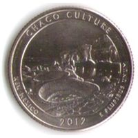 25 центов 2012 г. Парк=12 Национальный исторический парк Чако Нью-Мексико  Двор Р _UNC