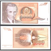 Югославия, 1000 динар 1990 г. P107a. Серия AG. AU