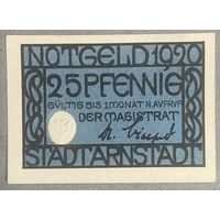 Нотгельд 25 пфеннигов 1920 год Арнштадт. Веймарская республика