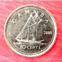 10 центов * 2000 * Канада * Елизавета 2 * Никель * Красивая !