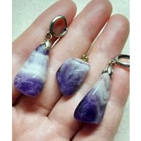 Комплект: серьги и кулон. Камень Аметист.