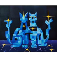 Картина маслом "Близнецы" (Коты)