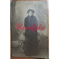 1916 Открыточный формат дама ретро типажи студийное фото г. Москва