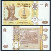 Молдавия (Молдова) 1 лей 2002 год, UNC