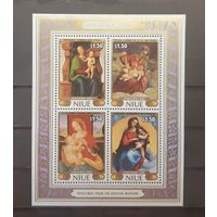 Ниуэ. 1986 год. Живопись. Образы Мадонны (блок)