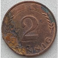 Германия 2 пфеннига 1968 г. D