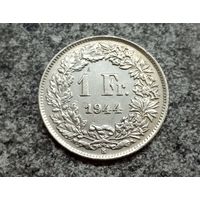 Швейцария 1 франк 1944 год серебро