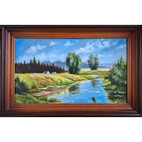 Картина в раме масло пейзаж холст