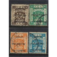 GB Палестина Гражданская администрация при британском военном комиссаре 1921 Надп на марках Египетской экспедиционной армии #26,27,30,31