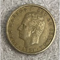 Монета 100 песет 1989 год. Испания. Хуан Карлос I С рубля без МЦ