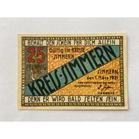 Нотгельд 25 пфеннигов Циммер. Веймарская республика - 1602