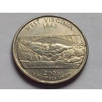 США квотер 25 центов 2005 г. Западная Вирджиния. P