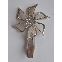 Заколка. Зажим для волос. Цветок. Ювелирная сеточка. Металл