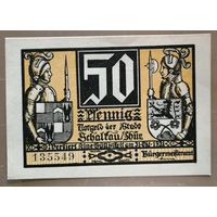 Германия, 50 пфеннигов 1921 год, Веймарская республика, город Шалькау (Тюрингия), S20.5, В2, вар. 1