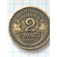 Монета  2 франка 1932 год