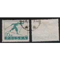 Польша 1953.12.31 (Mi)PL832 95gr сер. Зимний спорт - Лыжник (CTO) (a1-01 ТОРГ