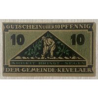 Нотгельд 10 пфеннигов 1921 год. Кевелар. Веймарская республика