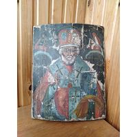 Старинная икона Николая Чудотворца, 39 см, 19 век.