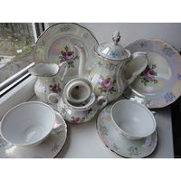 Новогодняя распродажа !Чайный сервиз Роза на две персоны ( 9 предметов ) ГДР KAHLA