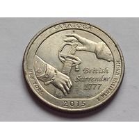 США 25 центов 2015 г. Национальный исторический парк Саратога. Нью Йорк. D
