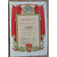Грамота Центрального Совета ДСО " Красное знамя " 1960 г.