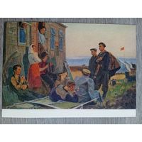 1955. соцреализм. Галицкий. Вечером после работы. Казахстан