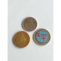Фиджи набор 3 монеты: 20 и 50 центов 2013г и 2020г, 2 доллара 20014 года
