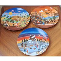 Тарелка коллекционная настенная из серии "Времена года" от Poole Pottery художник Шарлотта Стернберг Apel Grafik Porzellan Germany