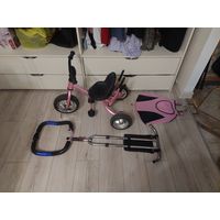 Детский велосипед коляска, в среднем состоянии, всё крутится, из недочётов - нет ступней педалей, старенькая ткань, нет зажимов зонтика, и синяя изолента. Ориентир ул.Орловского 14