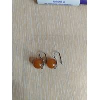 Все лоты с 1 Рубля. Серьги СССР. Янтарь. Серебро.