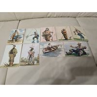 Открытки рыбаки 1956 год, художник И.М. Семёнов