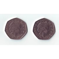 50 пенсов 2000. Елизавета 2.