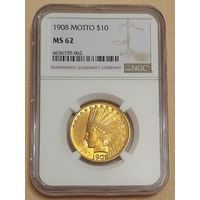 10 $ США 1908г  NGC  MS-62