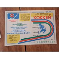 Хоккейная програмка Химик Нп-к - Химик  Энгельс.26-27 октября1990г.