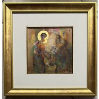 Литвинова З.В. Заслуженный художник. "Коляды". Бумага, авторская техника. Размер с рамой и паспарту 37,5х37,5 см.