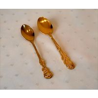 Ложка чайная / кофейная "розочка" сталь с латунным покрытием Германия 2 штуки