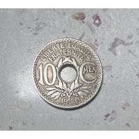 10 сантимов Франции 1920 года.
