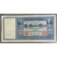 Банкнота 100 марок 1910 год. Красная печать. Германская империя. С рубля без МЦ.