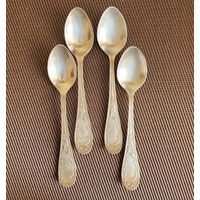 Ложки чайные старое "Пламя", мельхиор Кольчугино, 4 шт. одним лотом.