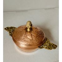 Старинная сахарница конфетница Рокайль медь нач ХХ века Франция