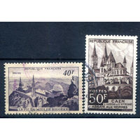 Франция - 1951г. - архитектура, ландшафты - 2 марки - полная серия, гашёные [Mi 935-936]. #2-Fr-61-A-2