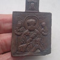 Икона меднолитая Николай Чудотворец Спаситель